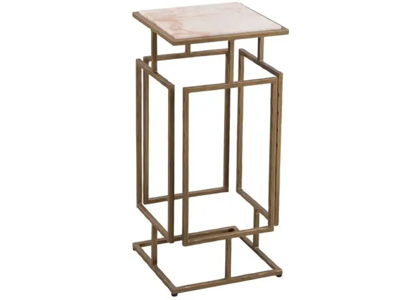 Florence Marble Accent Table - Antique Brass - Brown - 11Lx25Hx11Wx11D in