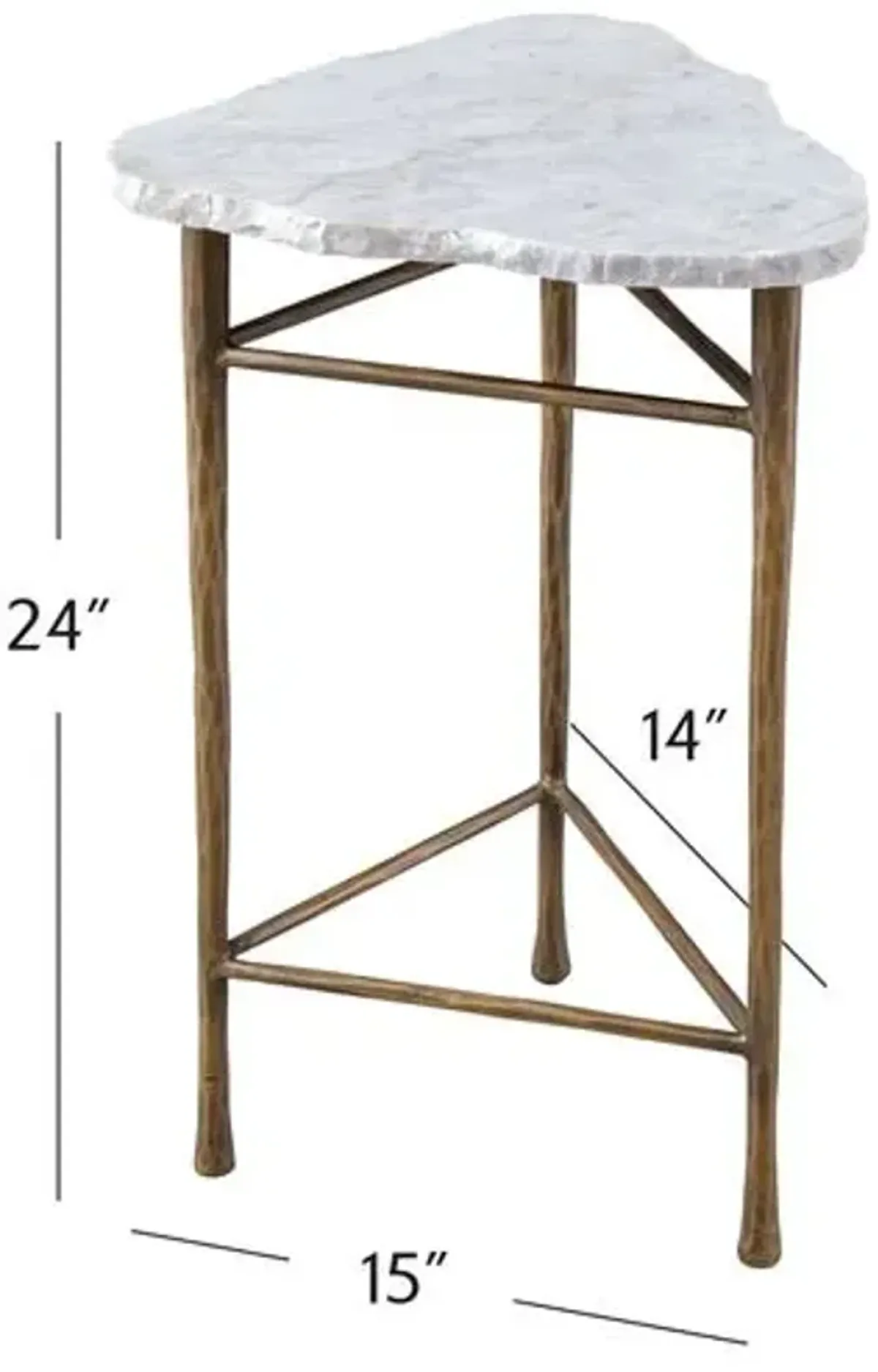 Huxley Accent Table - Antique Brass/White Marble - 15Lx24Hx14Wx14D in