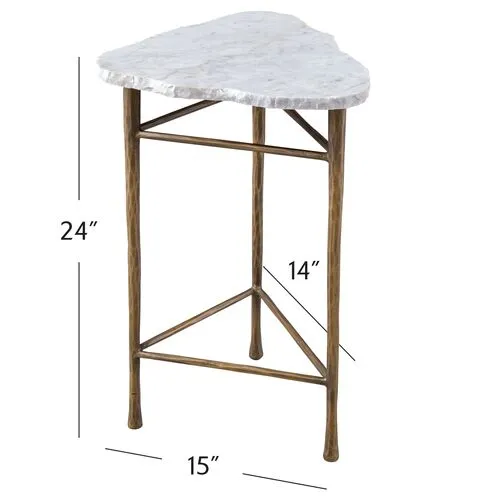 Huxley Accent Table - Antique Brass/White Marble - 15Lx24Hx14Wx14D in