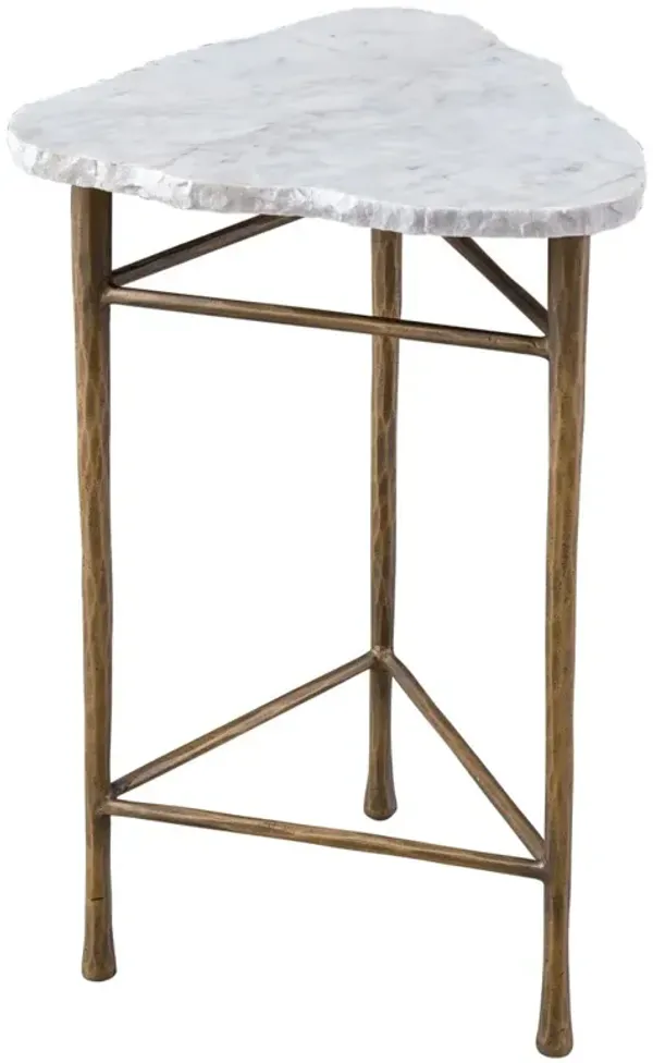 Huxley Accent Table, Antique Brass/White Marble