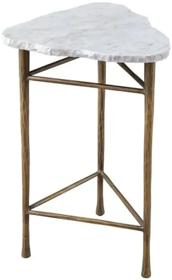 Huxley Accent Table - Antique Brass/White Marble - 24Hx15Wx14D in