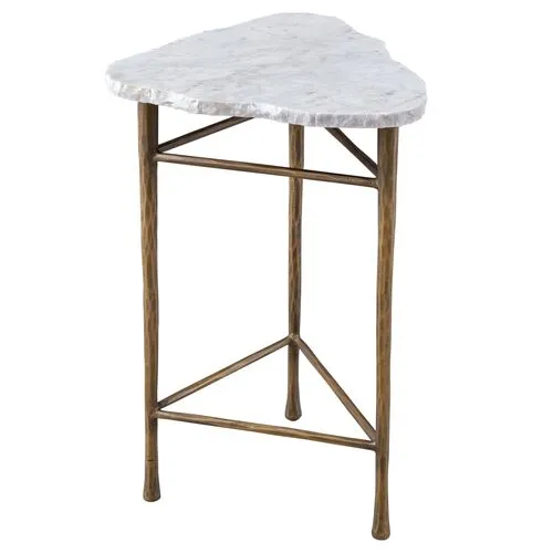 Huxley Accent Table - Antique Brass/White Marble - 15Lx24Hx14Wx14D in
