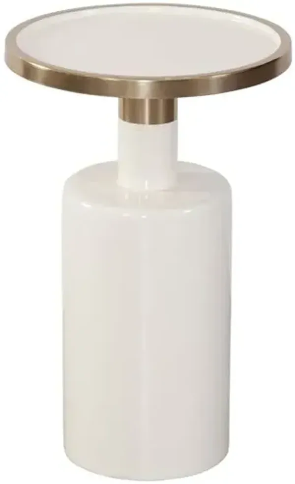 Tivoli Accent Table - White/Gold - 22Hx13Wx13D in