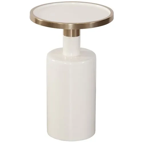 Tivoli Accent Table - White/Gold - 13Lx22Hx13Wx13D in