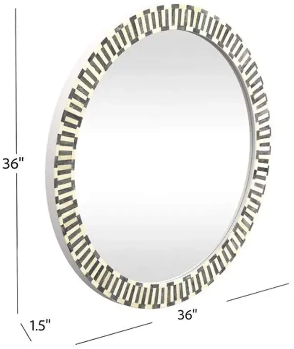 Arlington Round Bone Inlay Wall Mirror - Gray/White