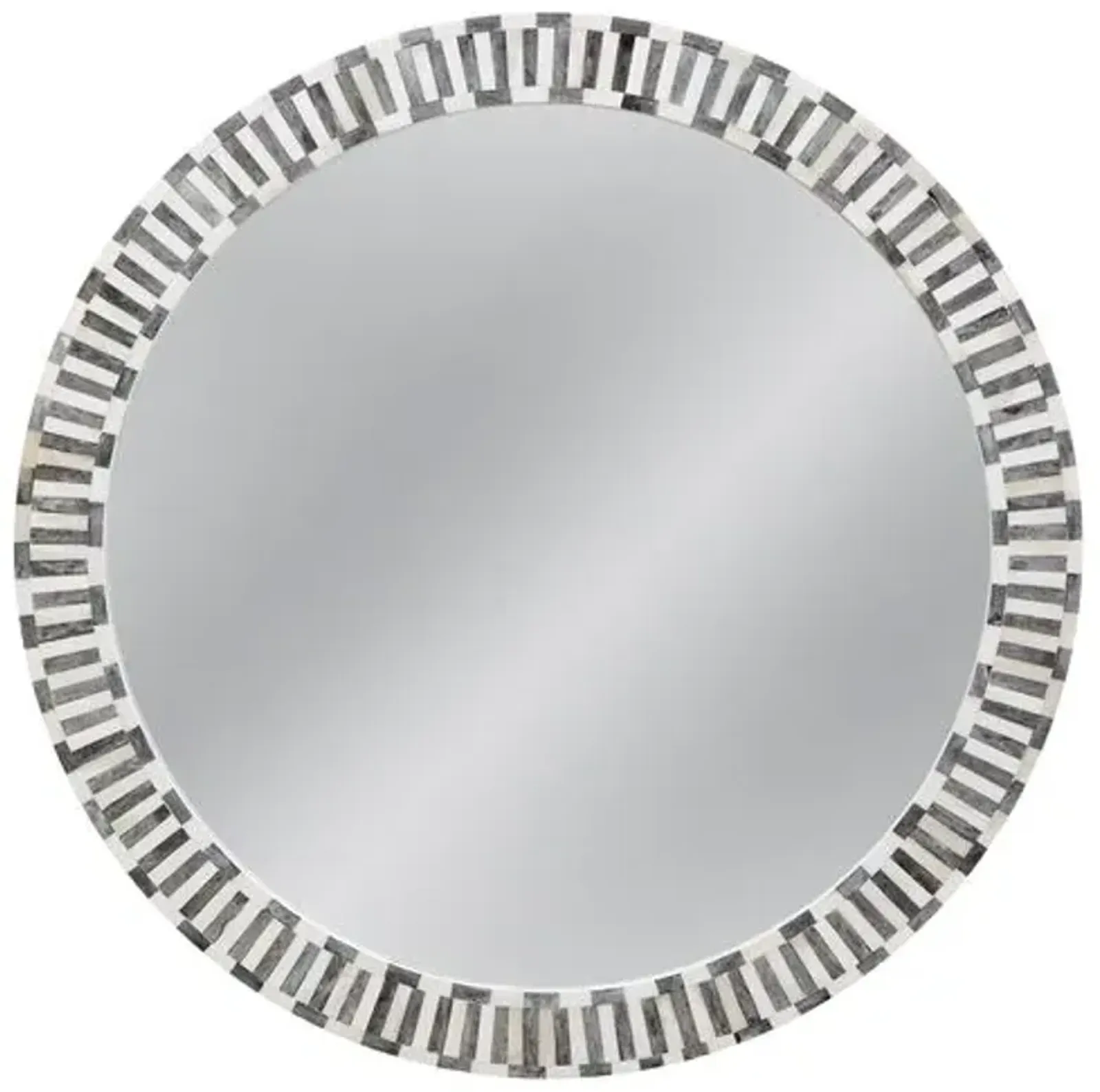 Arlington Round Bone Inlay Wall Mirror - Gray/White