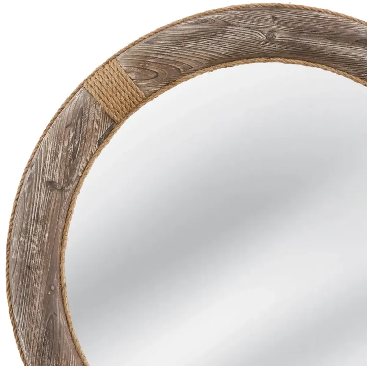 Grafton 44" Round Wood Wall Mirror, Brown