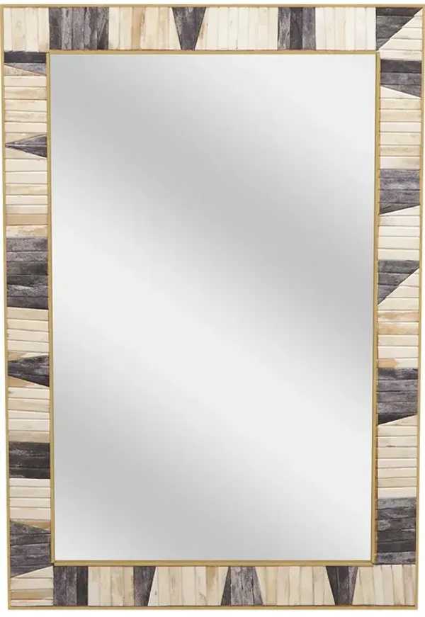 Berkley Bone Inlay Wall Mirror, Ivory/Grey