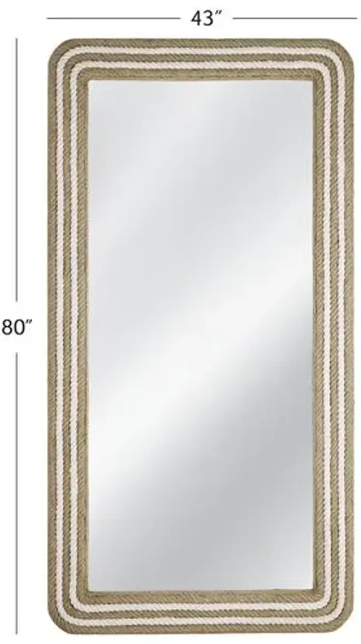 Dover Rope Floor Mirror - White/Natural