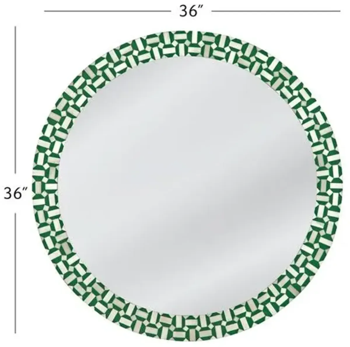 Tamsin Round Bone Inlay Wall Mirror - Green/Cream