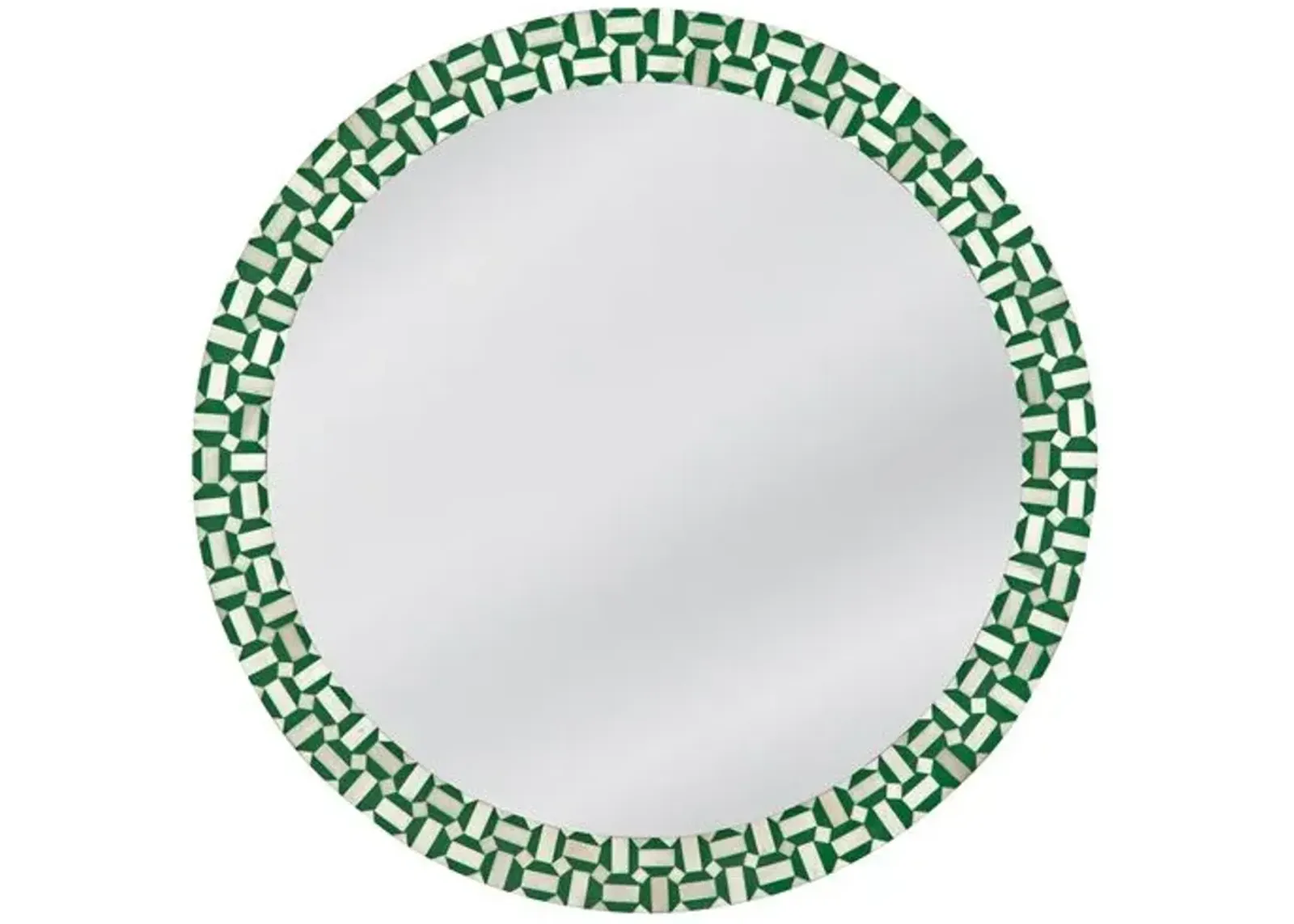 Tamsin Round Bone Inlay Wall Mirror - Green/Cream