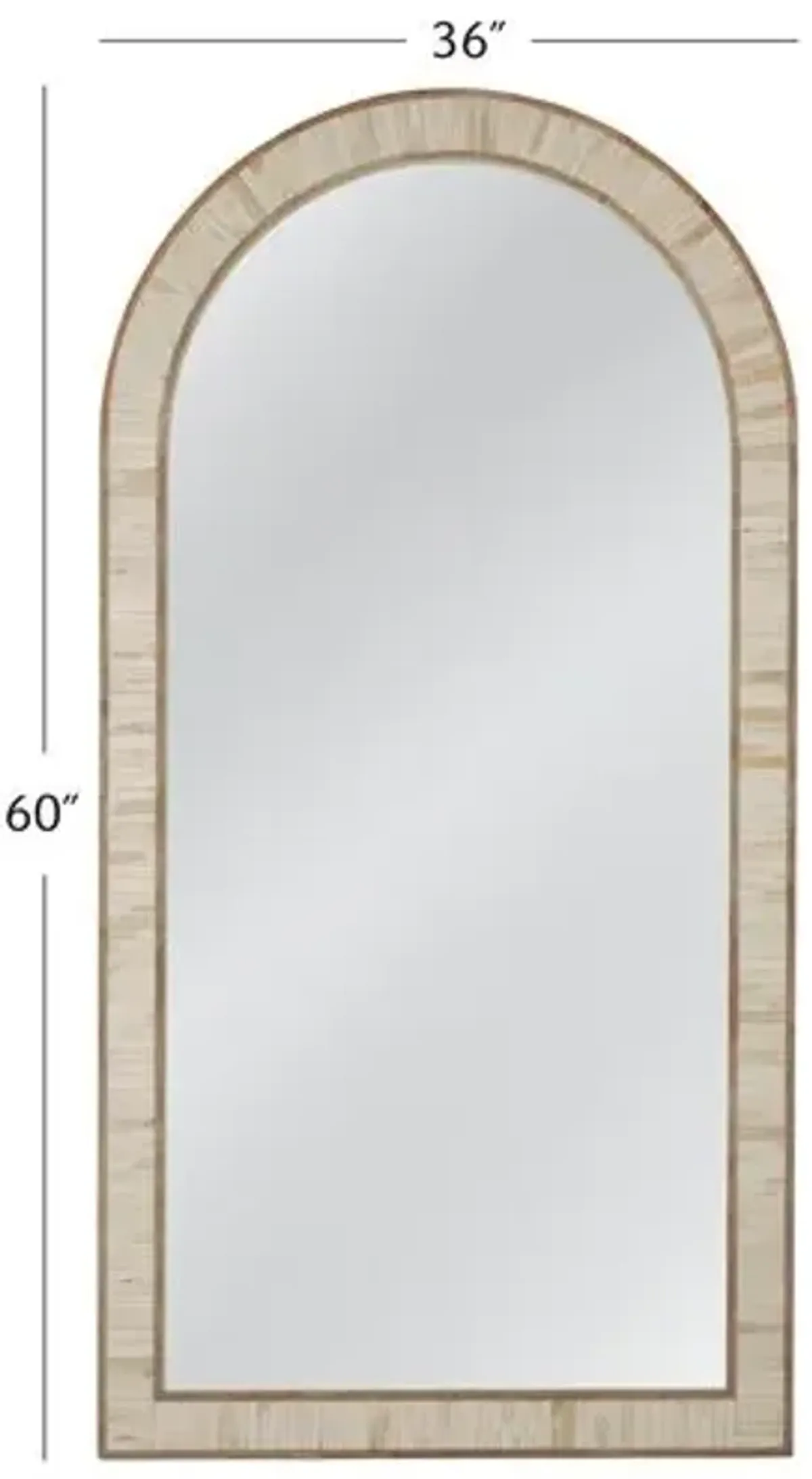 Bramwell Arched Bone Inlay Floor Mirror - Cream/Brown