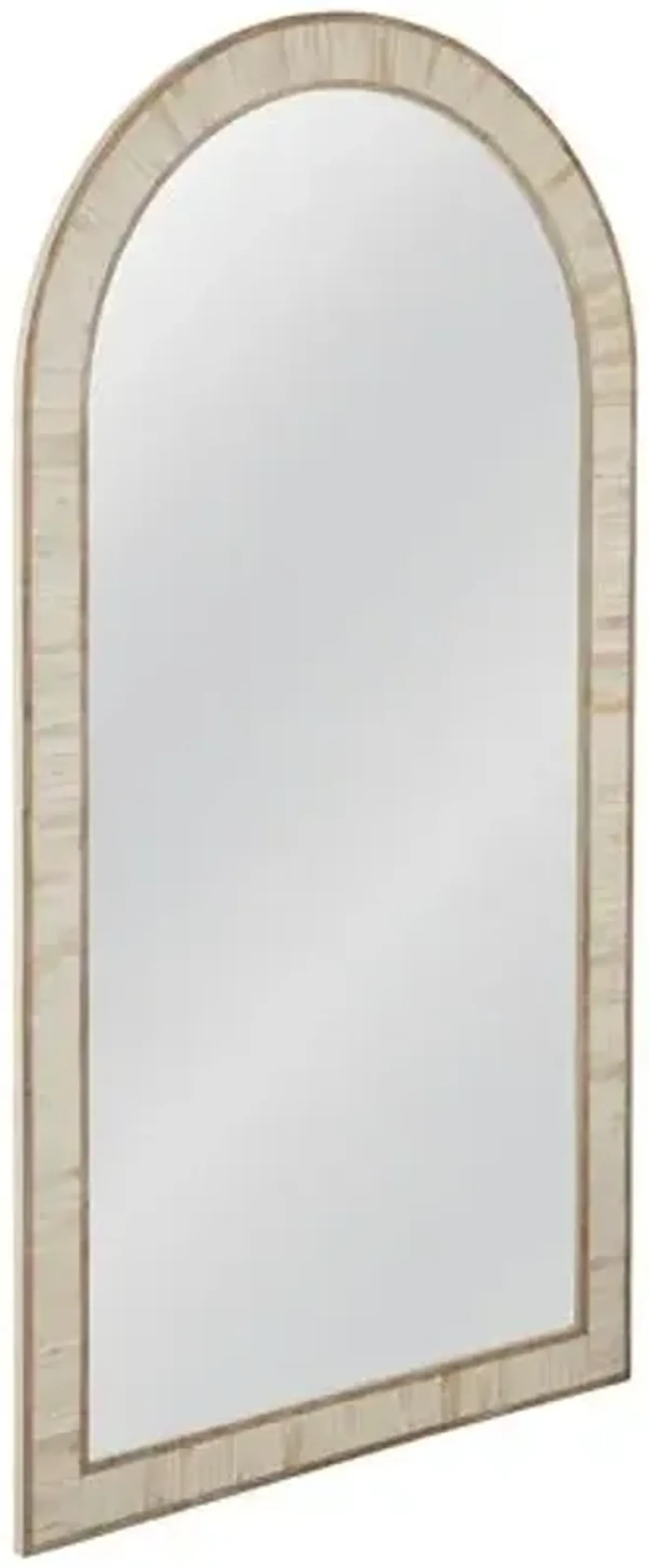 Bramwell Arched Bone Inlay Floor Mirror - Cream/Brown