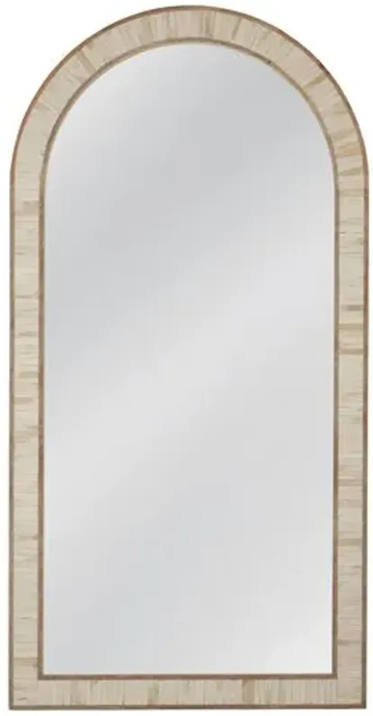 Bramwell Arched Bone Inlay Floor Mirror - Cream/Brown