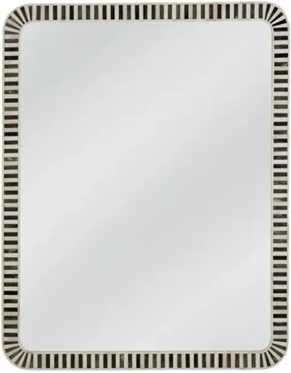 Dresden Bone Inlay Wall Mirror - Black/Cream
