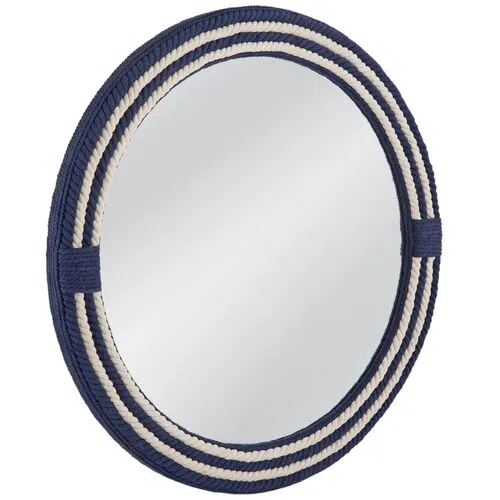 Carmine Round Rope Wall Mirror - Blue/White