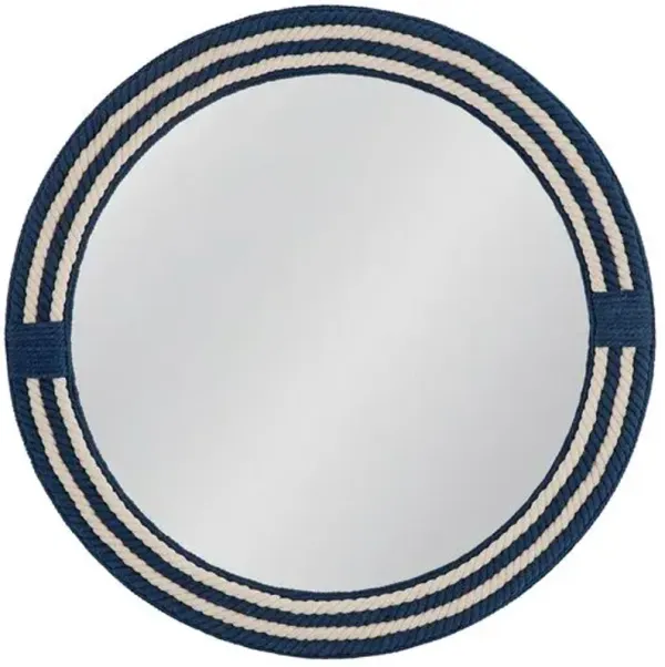 Carmine 42" Round Rope Wall Mirror - Blue/White