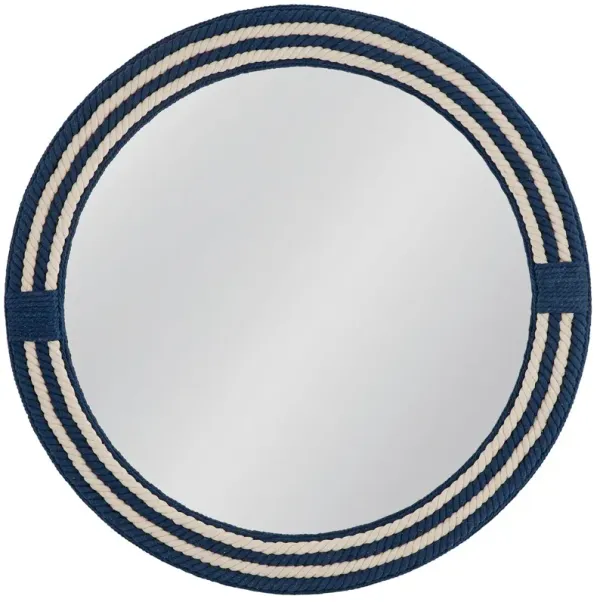 Carmine 42" Round Rope Wall Mirror, Blue/White