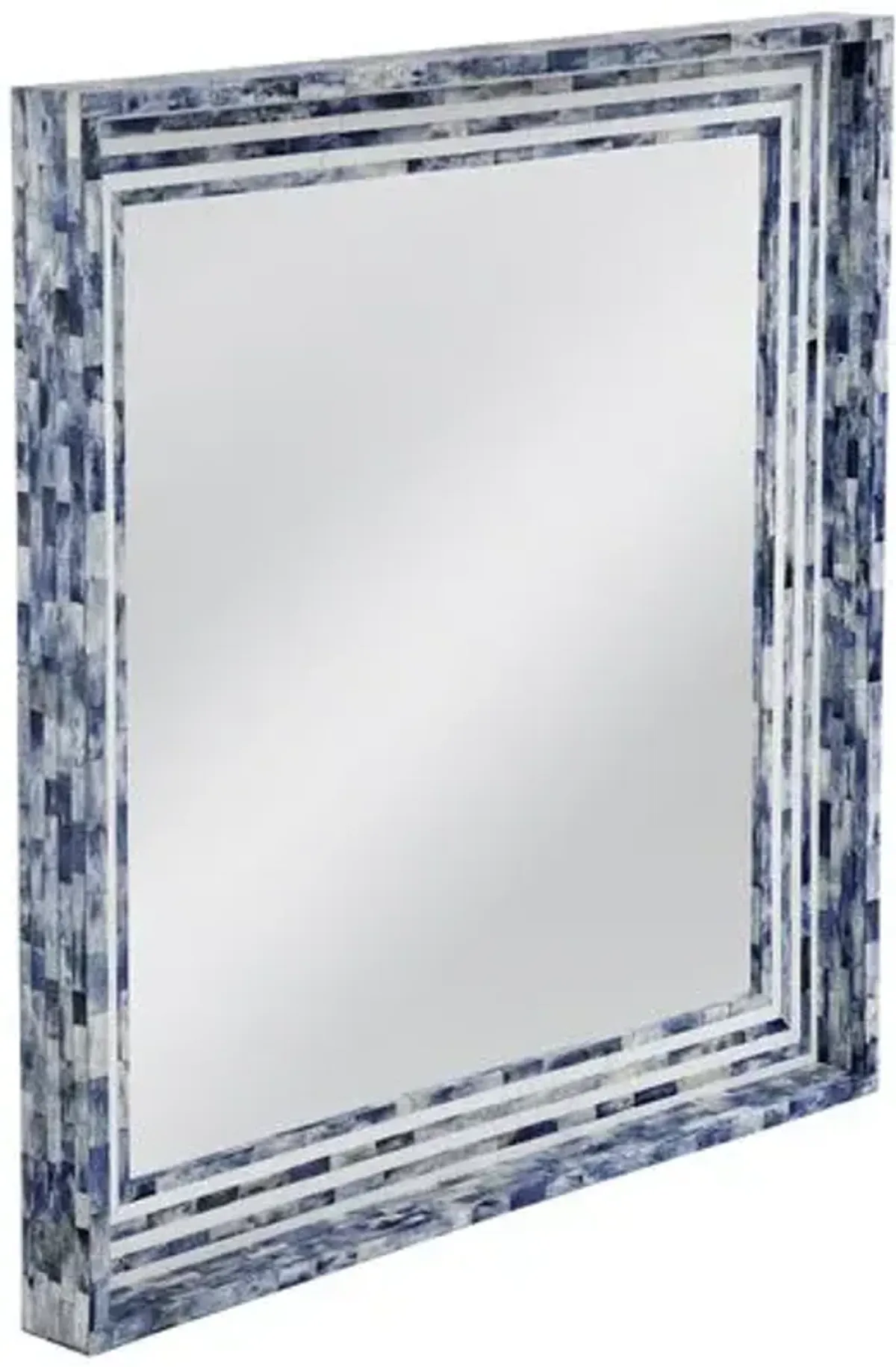 Grafton Bone Inlay Wall Mirror - Blue/Cream