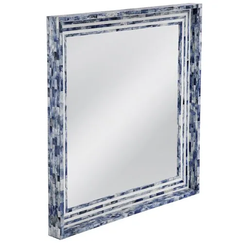 Grafton Bone Inlay Wall Mirror - Blue/Cream