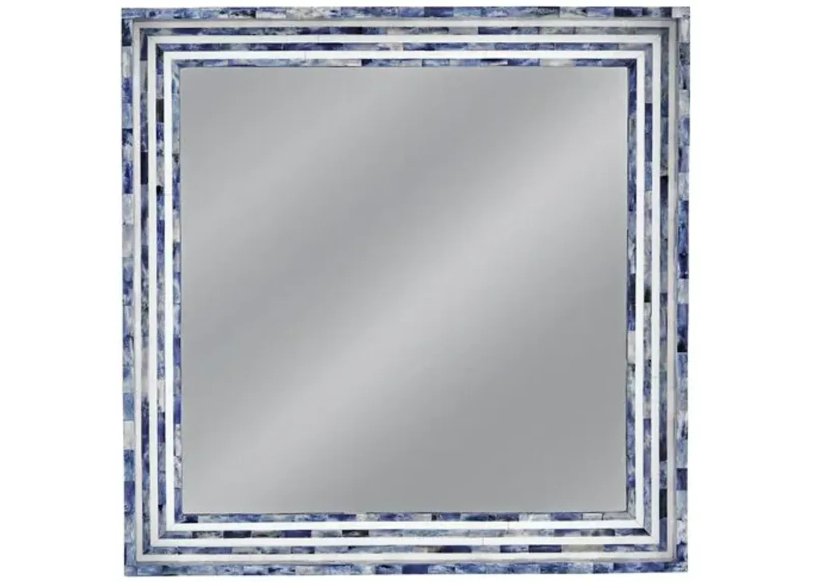 Grafton Bone Inlay Wall Mirror - Blue/Cream