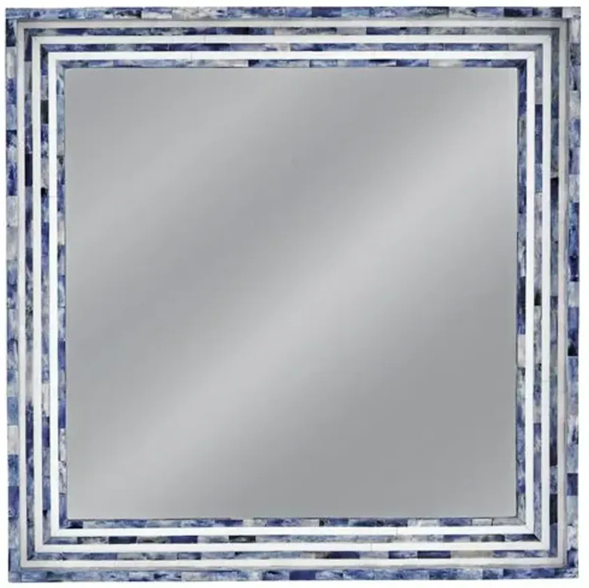 Grafton Bone Inlay Wall Mirror - Blue/Cream