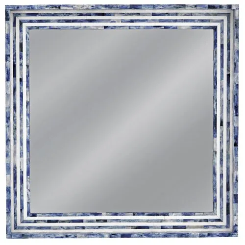 Grafton Bone Inlay Wall Mirror - Blue/Cream