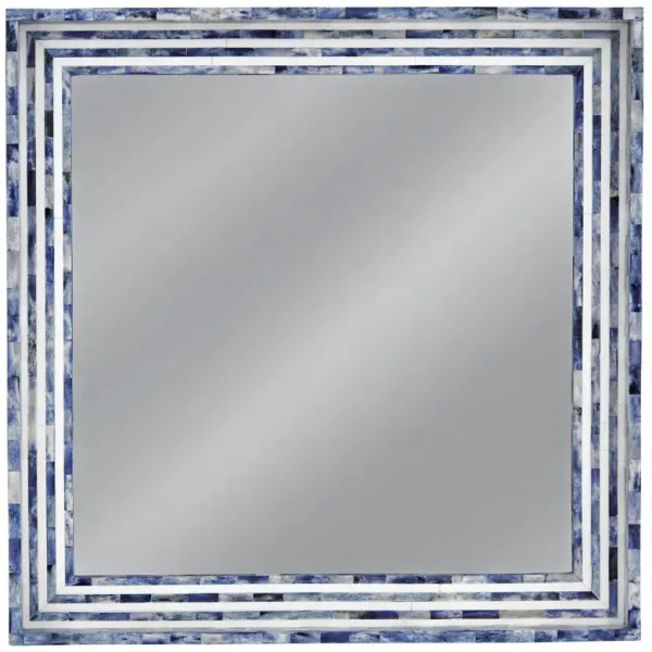 Grafton Bone Inlay Wall Mirror, Blue/Cream