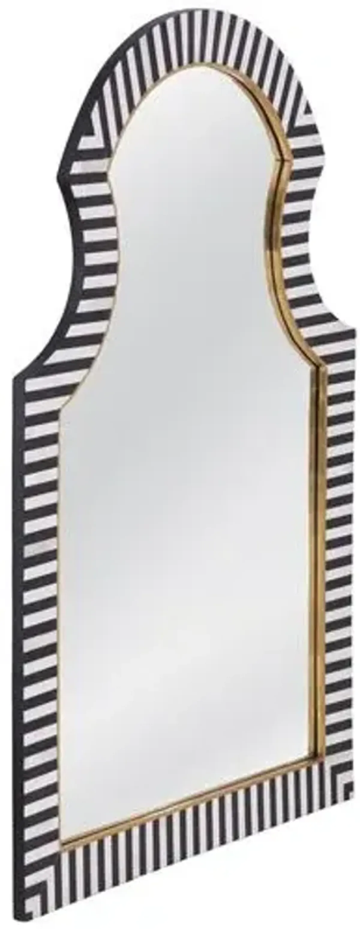 Quincy Bone Inlay Wall Mirror - Black/Cream