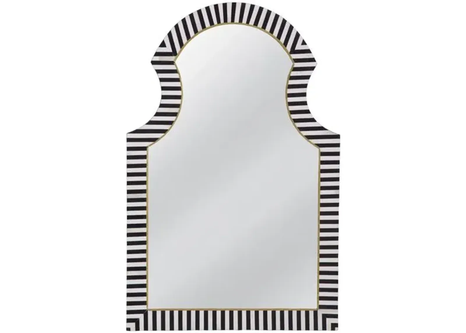 Quincy Bone Inlay Wall Mirror - Black/Cream