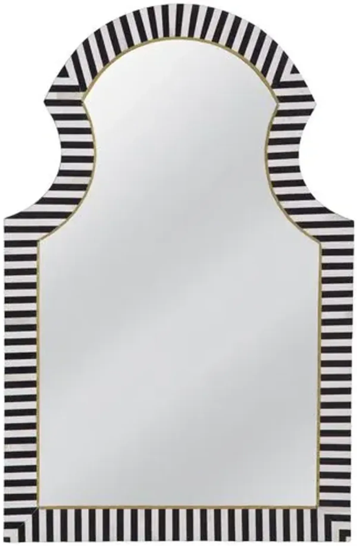 Quincy Bone Inlay Wall Mirror - Black/Cream