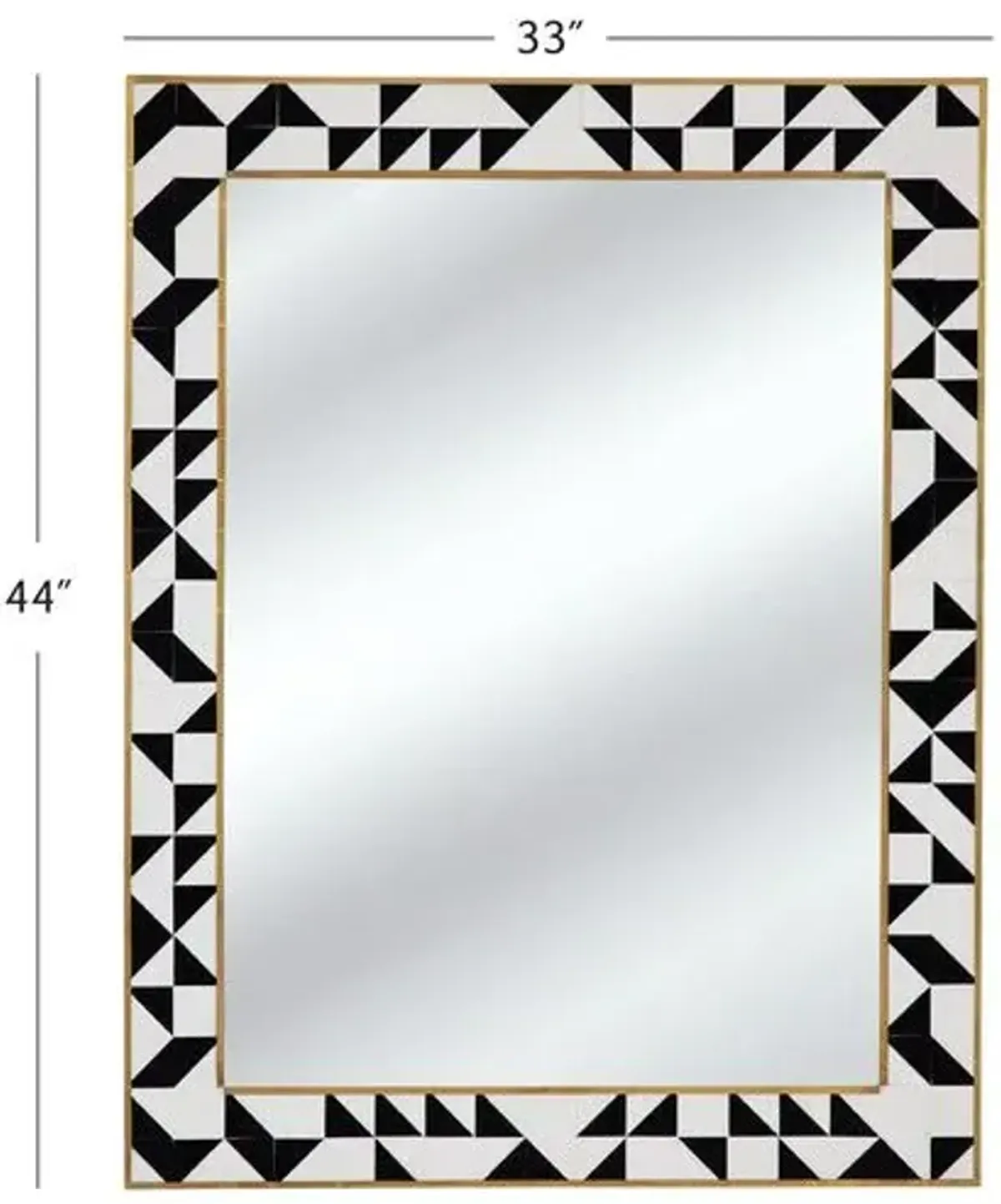 Tiverton Bone Inlay Wall Mirror - Black/Cream/Brass