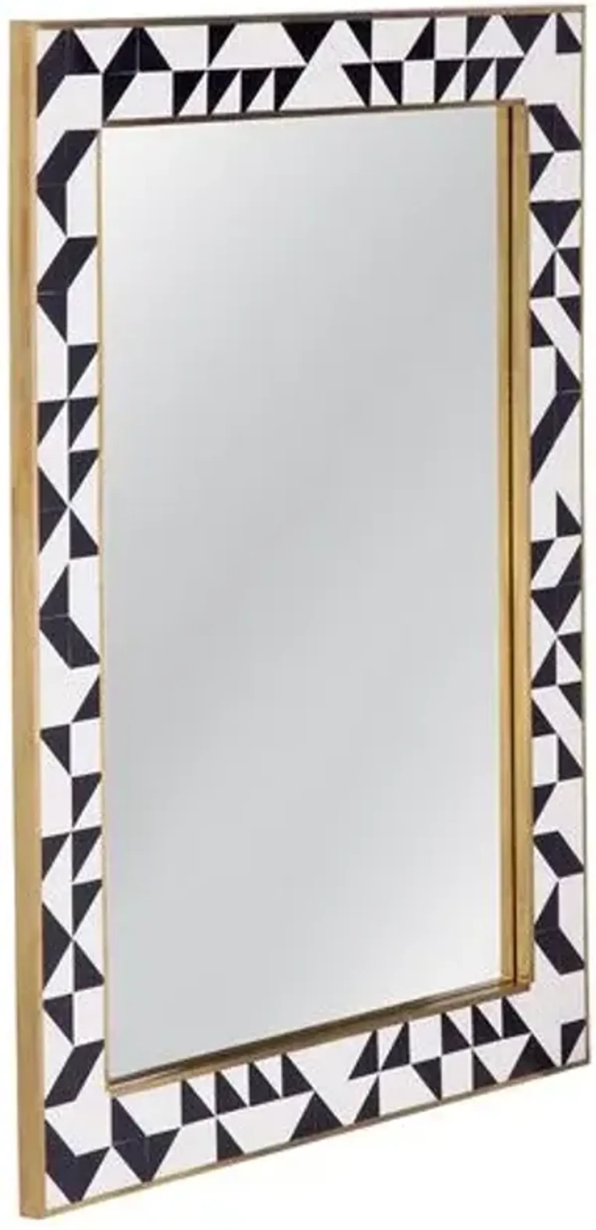 Tiverton Bone Inlay Wall Mirror - Black/Cream/Brass