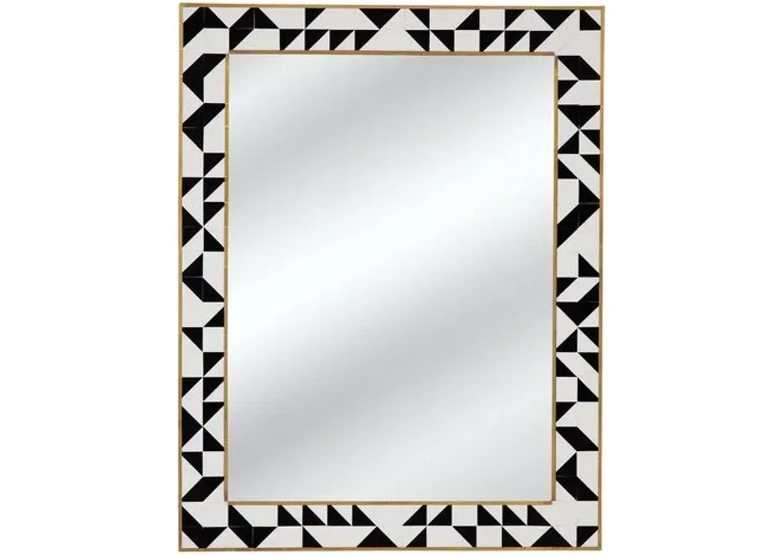 Tiverton Bone Inlay Wall Mirror - Black/Cream/Brass