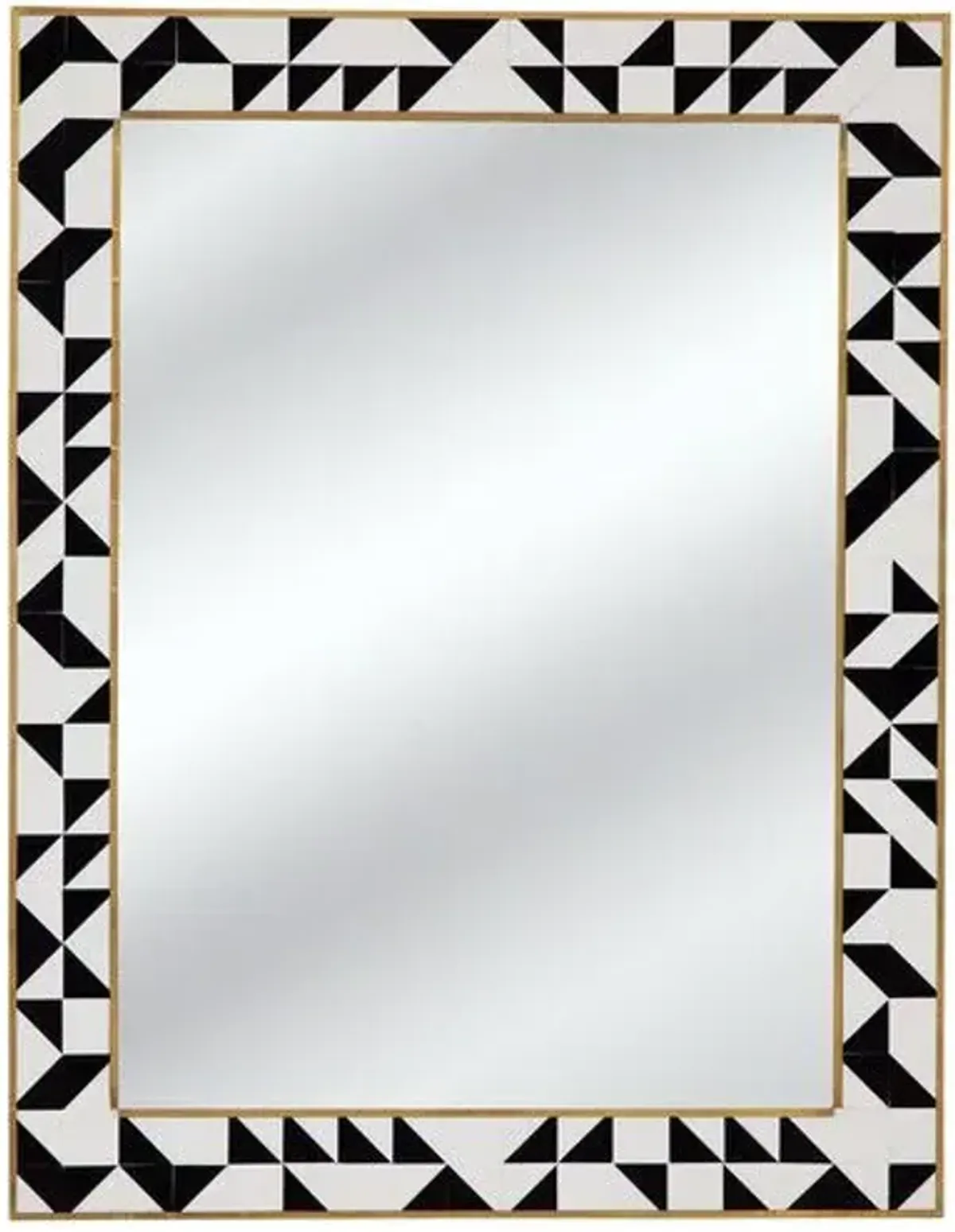 Tiverton Bone Inlay Wall Mirror - Black/Cream/Brass