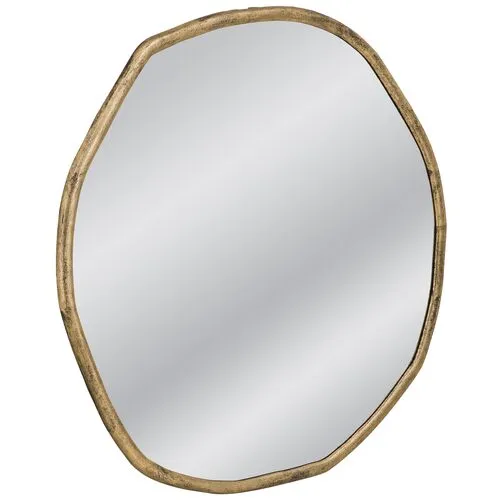 Edison Large Round Wall Mirror - Brass