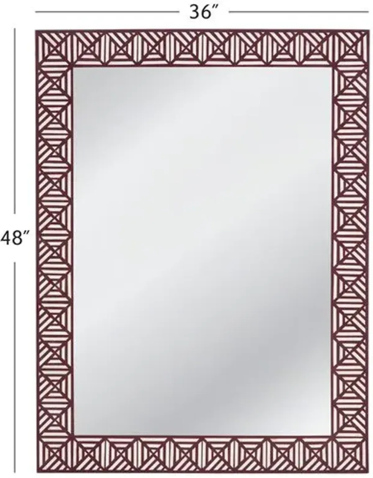 Astoria Bone Inlay Wall Mirror - Maroon/White