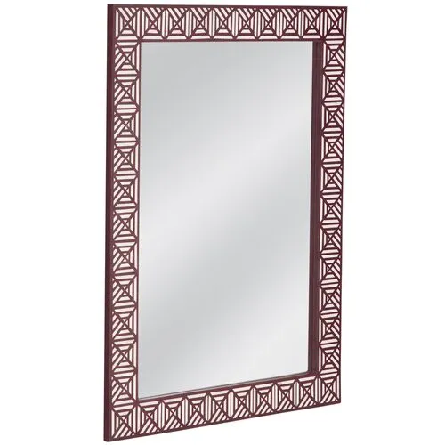 Astoria Bone Inlay Wall Mirror - Maroon/White