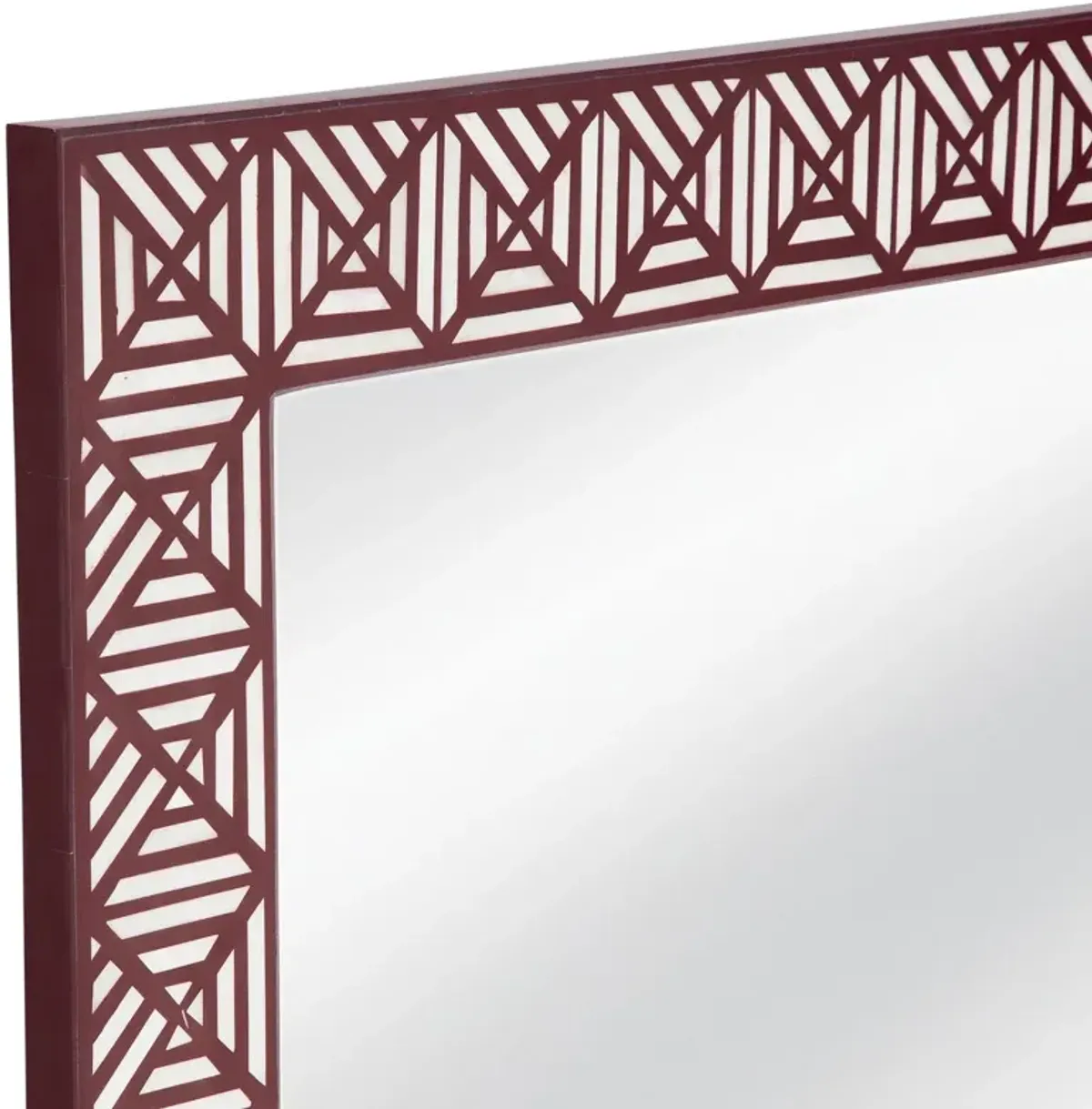 Astoria Bone Inlay Wall Mirror, Maroon/White