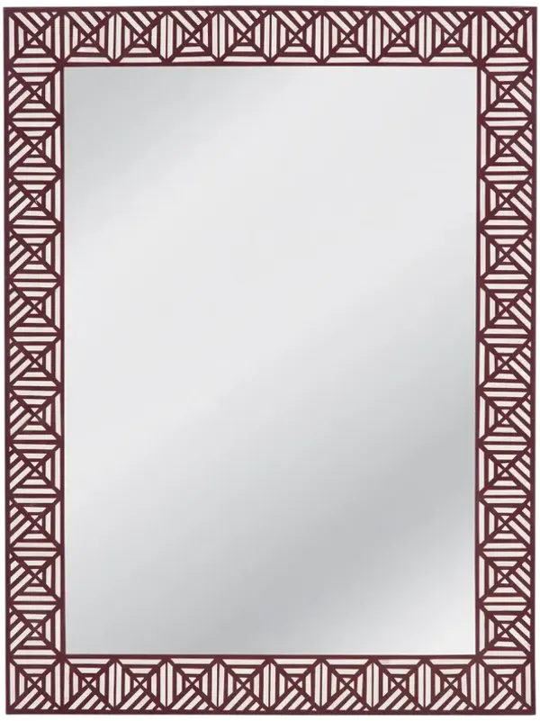 Astoria Bone Inlay Wall Mirror, Maroon/White