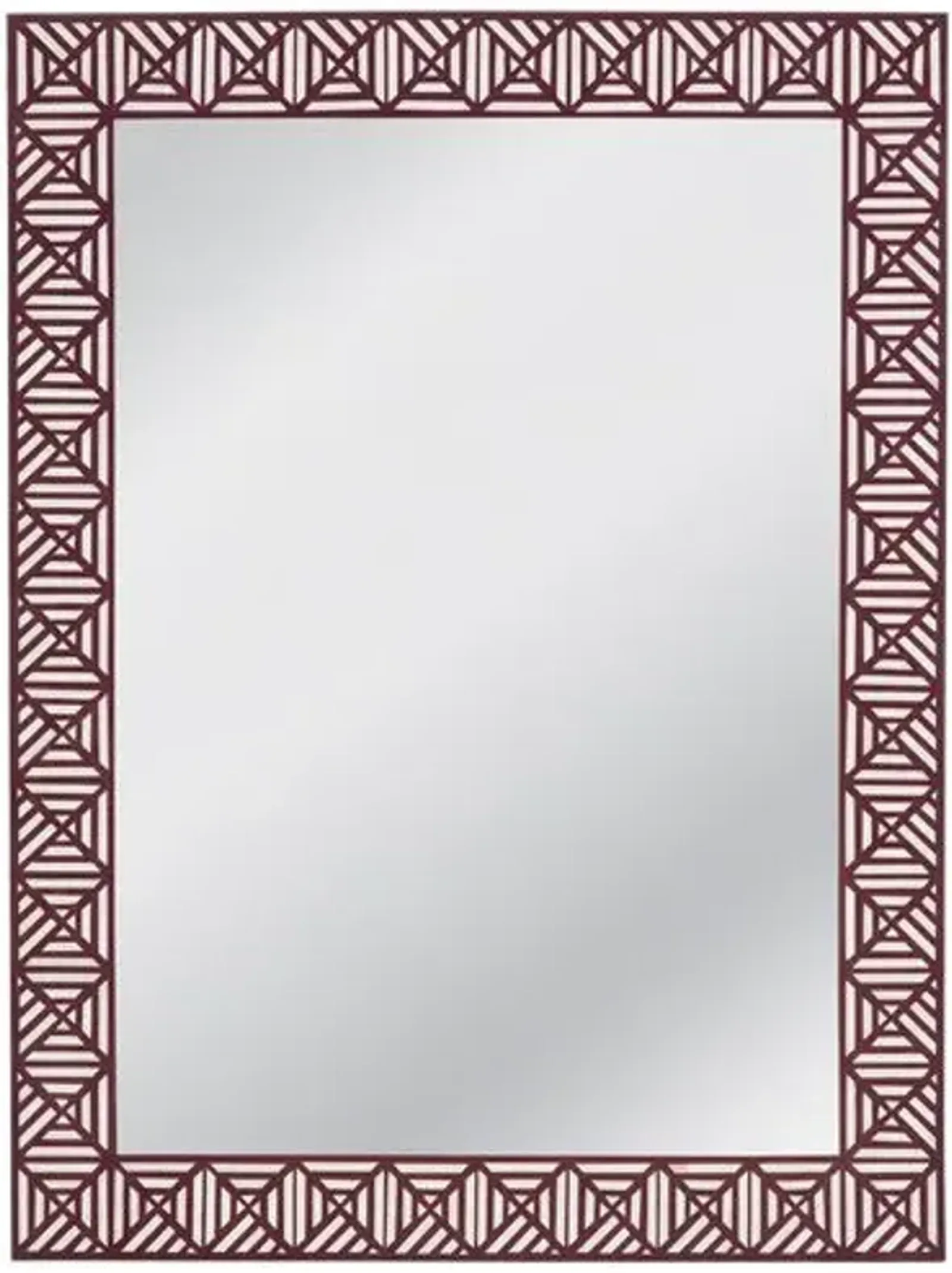 Astoria Bone Inlay Wall Mirror - Maroon/White