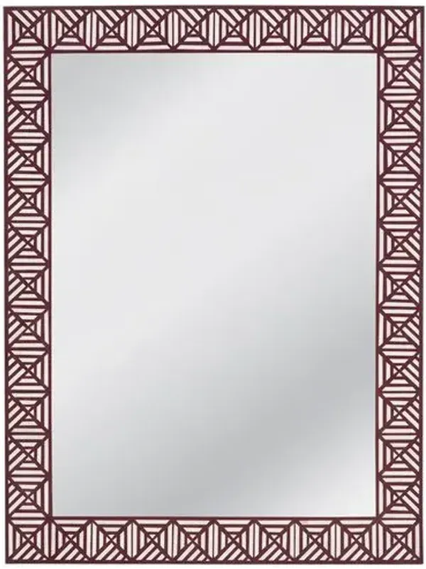 Astoria Bone Inlay Wall Mirror - Maroon/White