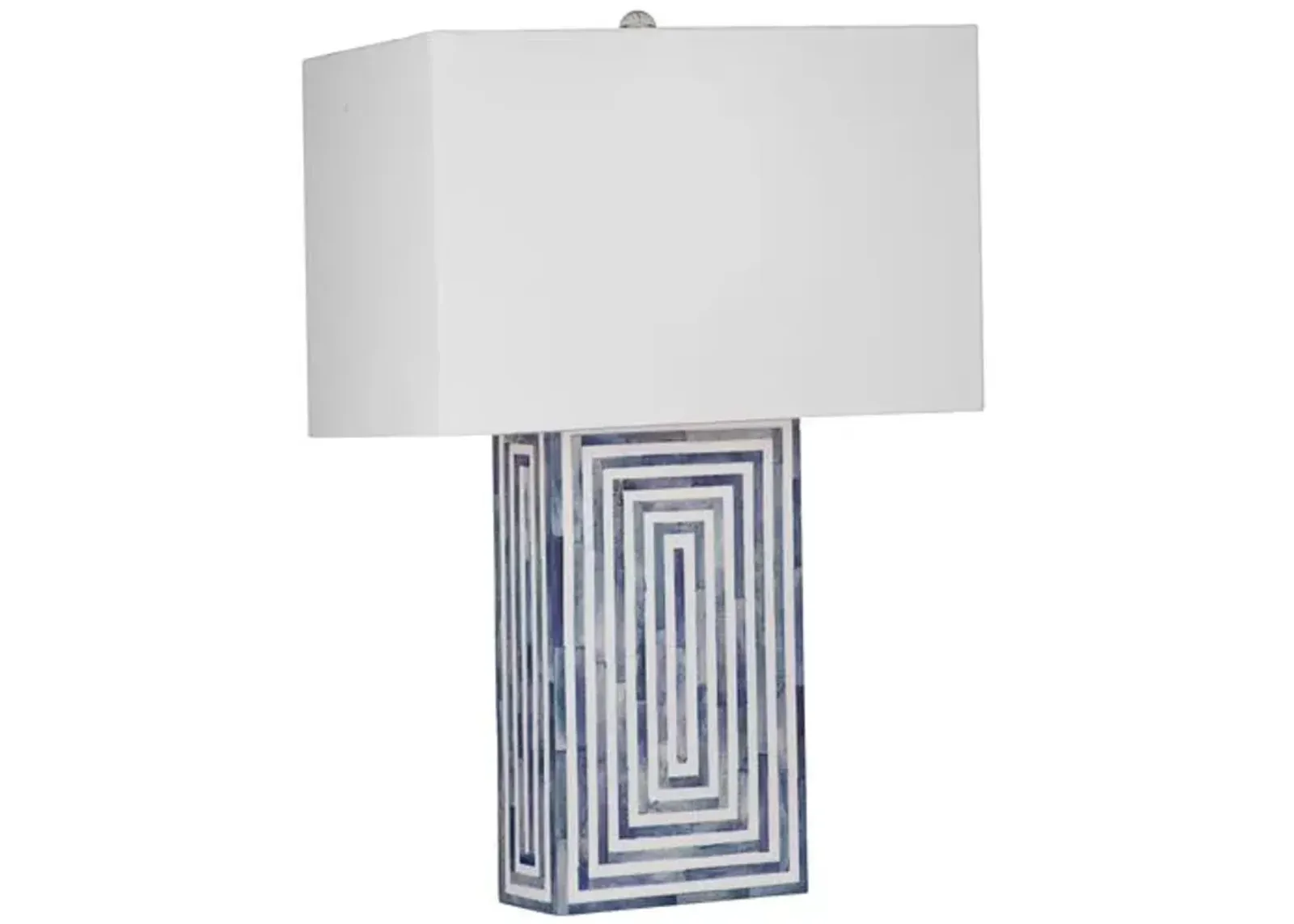 Cypress Bone Inlay Table Lamp - Blue/White