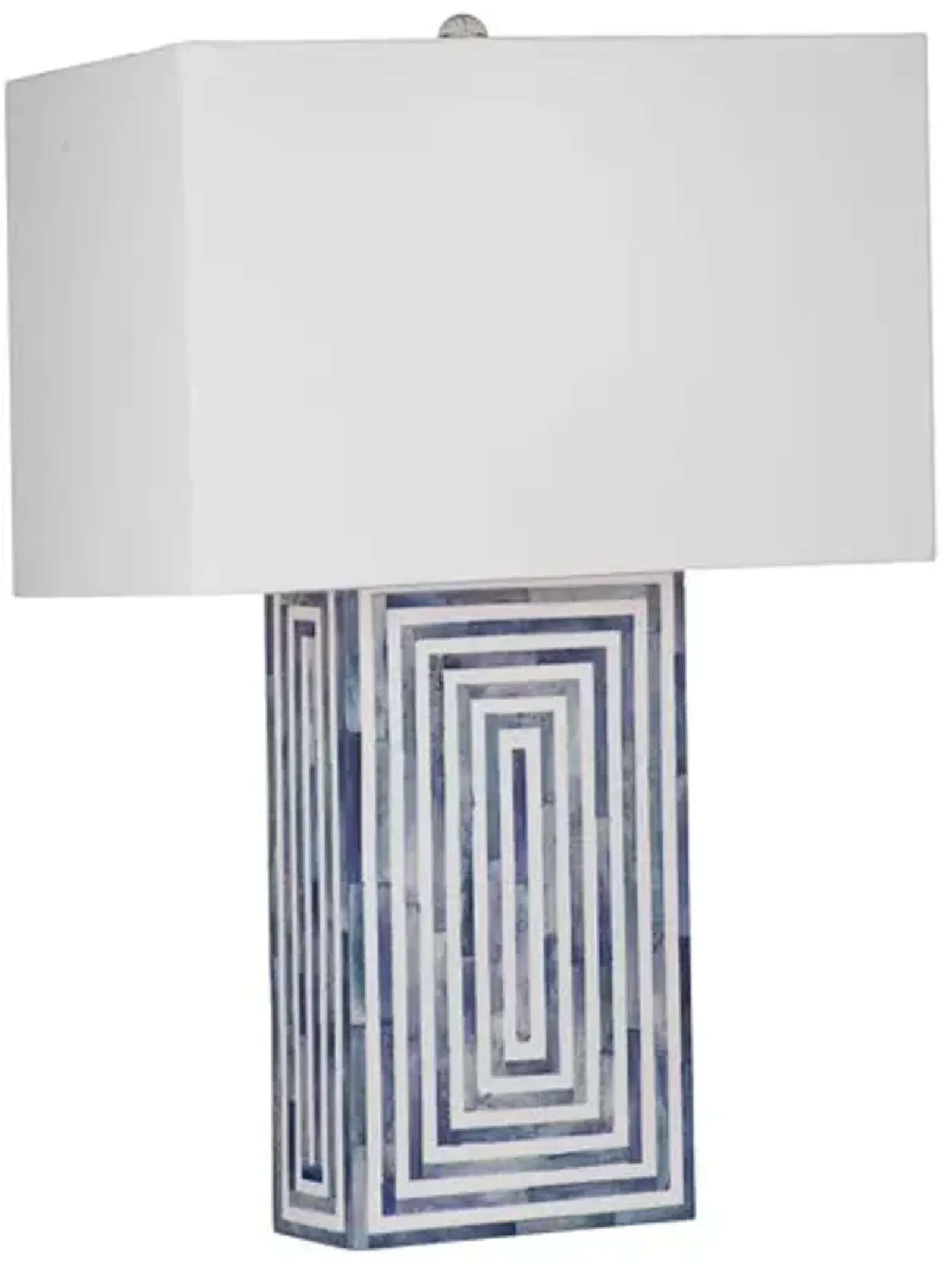 Cypress Bone Inlay Table Lamp - Blue/White