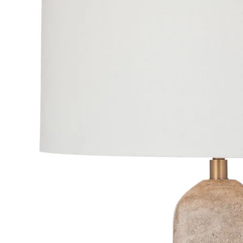 Bexley Travertine Table Lamp - Beige - White