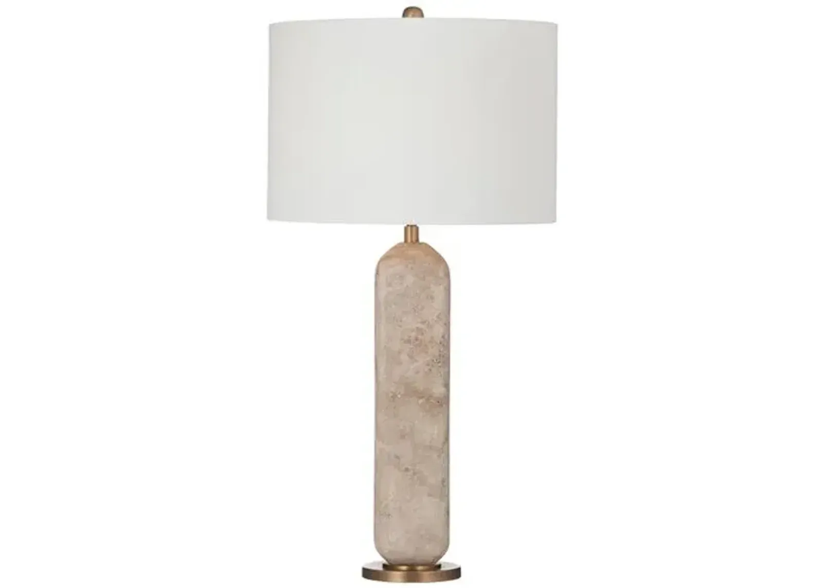 Bexley Travertine Table Lamp - Beige - White