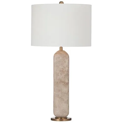 Bexley Travertine Table Lamp - Beige - White