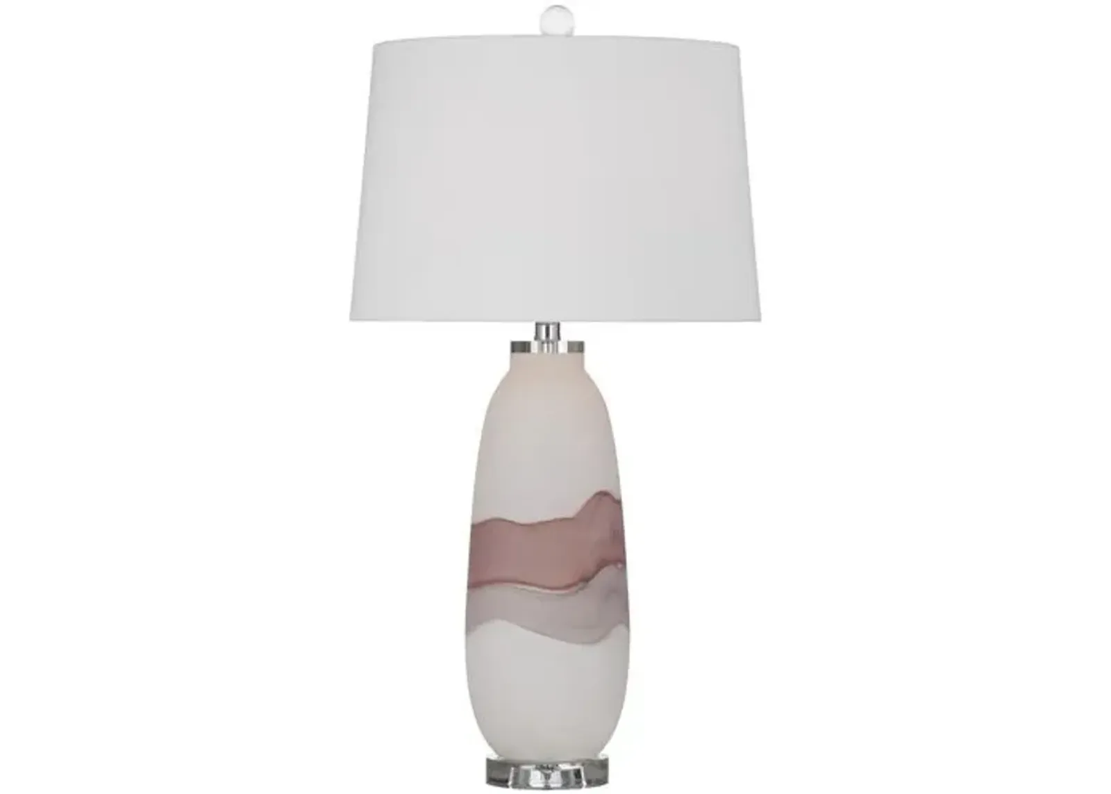 Sutton Art Glass Table Lamp - Beige/Rose - White