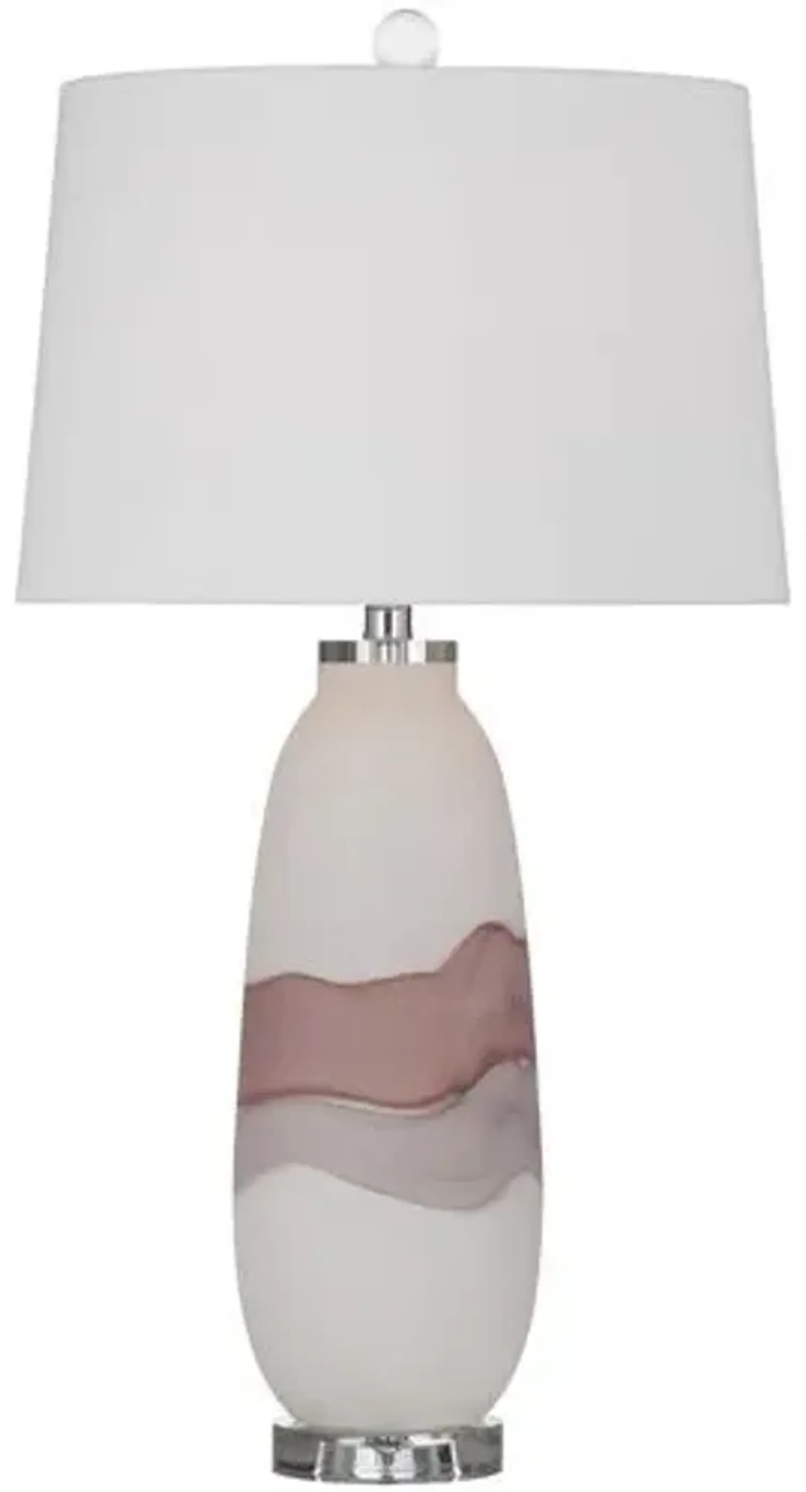 Sutton Art Glass Table Lamp - Beige/Rose - White