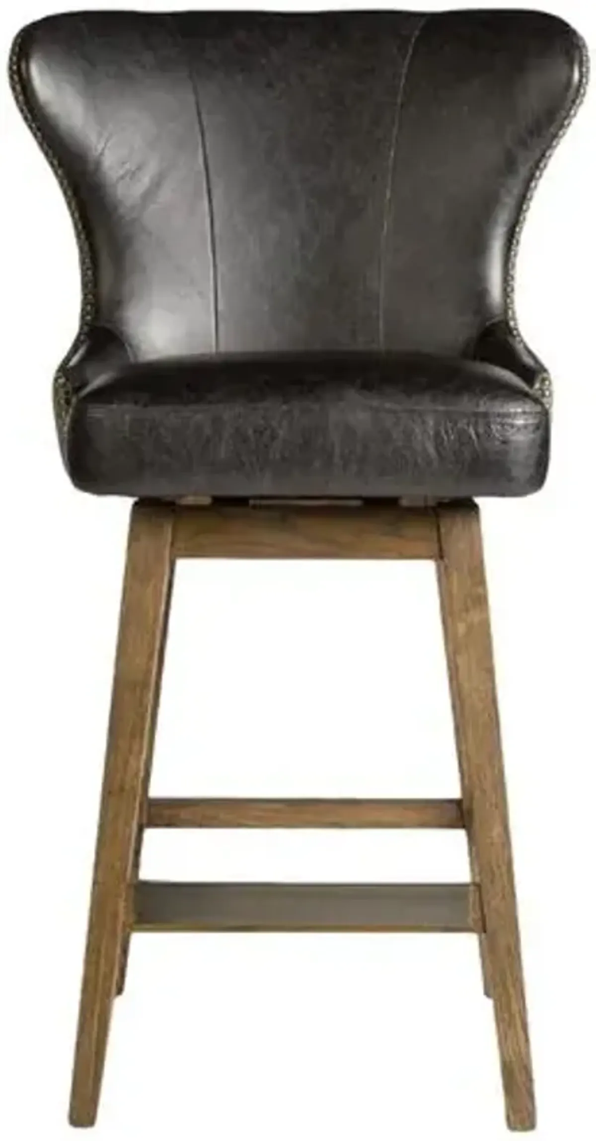 Ethan Swivel Bar Stool - Essex Grey Leather - Gray